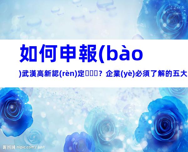 如何申報(bào)武漢高新認(rèn)定？企業(yè)必須了解的五大關(guān)鍵點(diǎn)